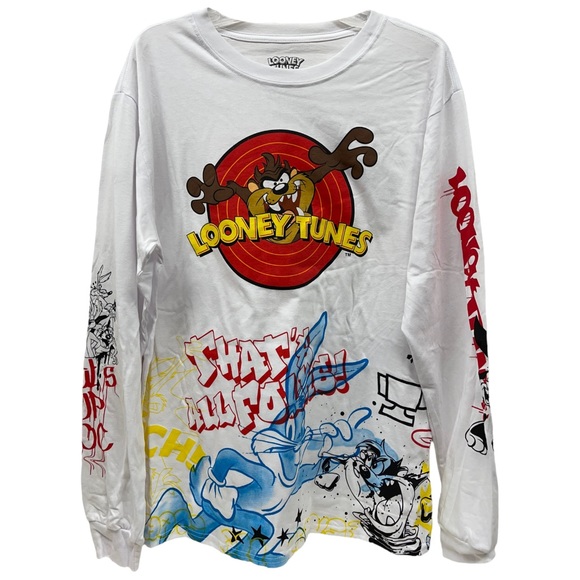 Warner Bros. Other - Small - LOONEY TUNES - Long Sleeve Graphic T-Shirt Tasmanian Devil Bugs Tee NEW